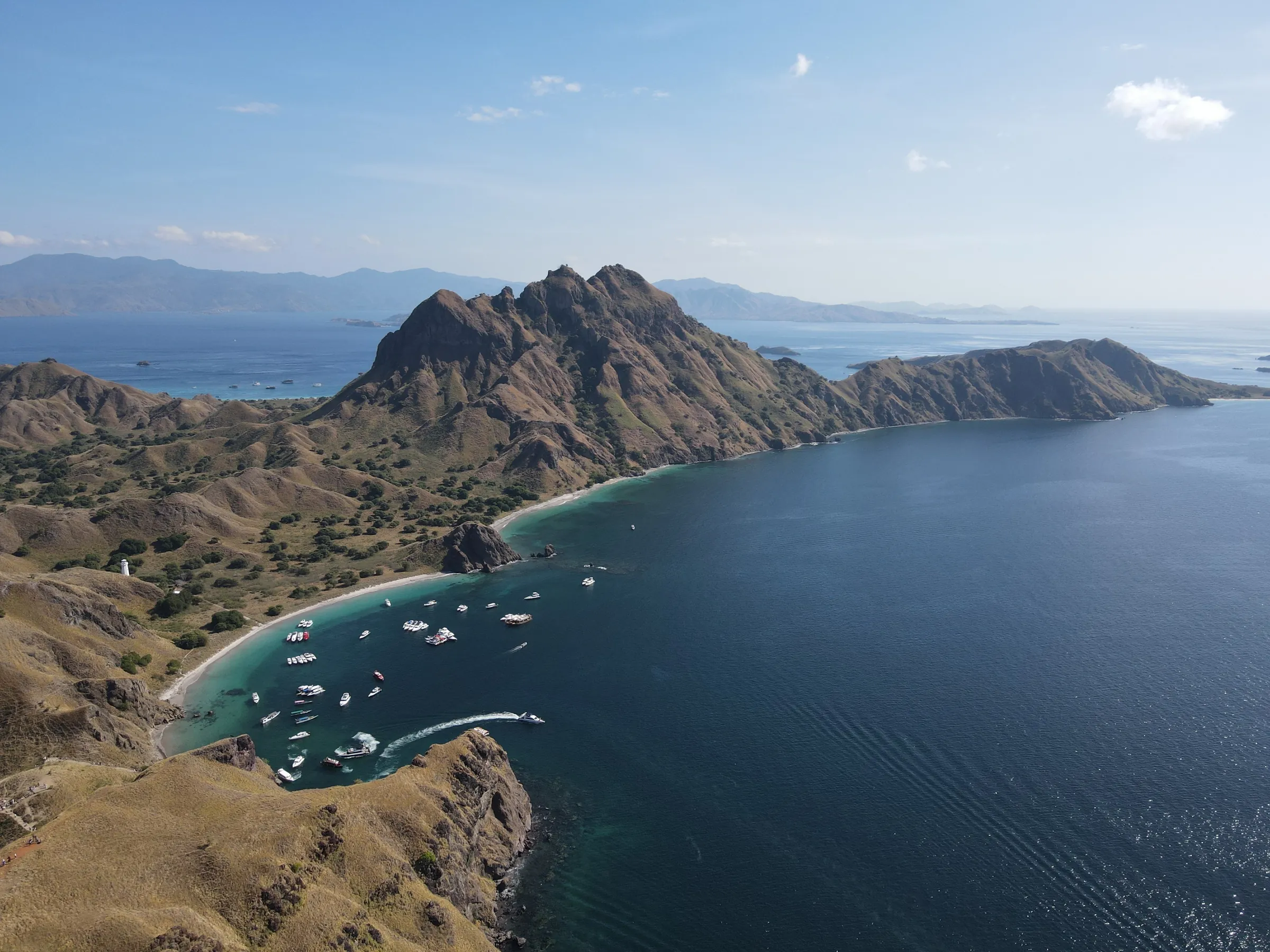 The bays of Padar Island from the air